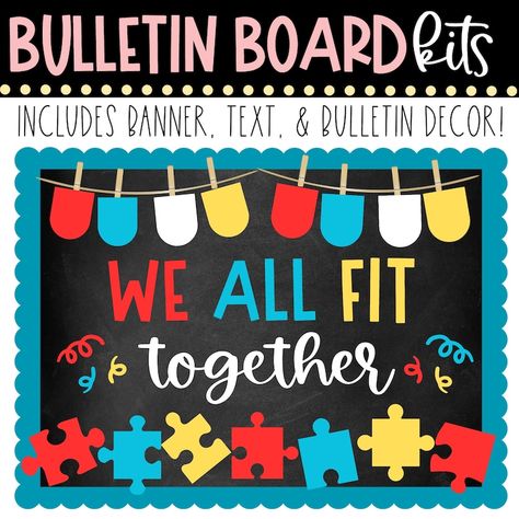 BULLETIN BOARD KIT We All Fit Together Puzzle Pieces - Etsy We All Fit Together Bulletin Board, We Are All In This Together, Better Together Bulletin Board, Puzzle Piece Bulletin Board, We All Fit Together, Leadership Poster, Hallway Bulletin Boards, Community Bulletin Board, College Poster