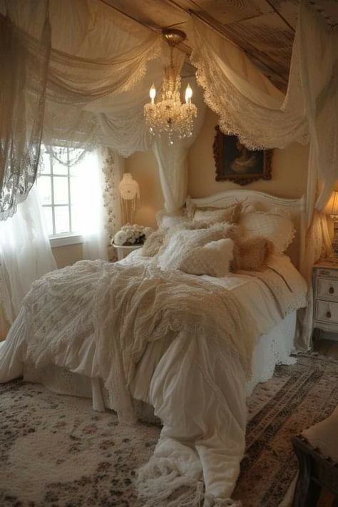 Dreamy Lighting, Dream Bedroom Inspiration, Luxurious Bedding, Romantic Retreat, Romantic Bedroom, Dream House Rooms, Cozy Room Decor, Romantic Atmosphere, Dreamy Room