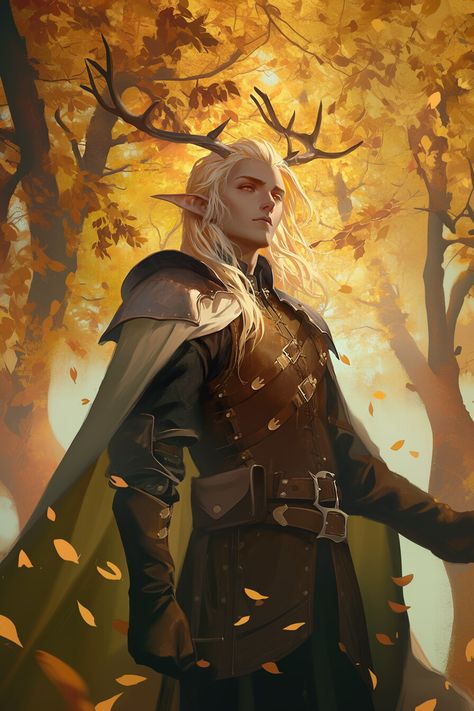 Knight Character Art Male, Wood Elf Dnd, Pathfinder Elf, Elves Aesthetic, Autumn Character, Elf Knight, Fallen Rose, Knight Rpg, Autumn Elf