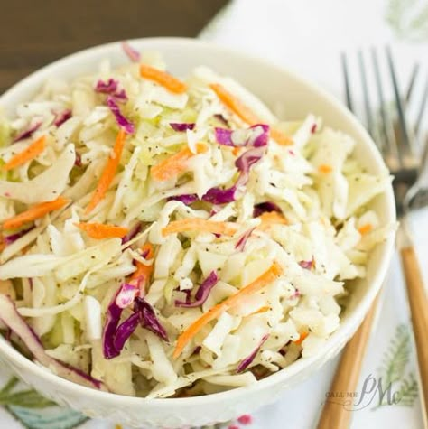 A basic cole slaw recipe, Tangy Vinegar Based Slaw is zippy and crunchy flavored with a little heat and a pinch of sweet. Vinegar Based Slaw, Vinegar Coleslaw, Apple Coleslaw, Slaw Dressing, Coleslaw Dressing, Homemade Coleslaw, Paleo Salads, Creamy Coleslaw, Cole Slaw