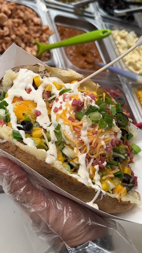 Baked Potato Food Truck, Loaded Potato Bar, Loaded Baked Potato Bar, Potato Food Truck, Potato Bar Party, Spud Bar, Jack Potato, Potato Spuds, Potato Food