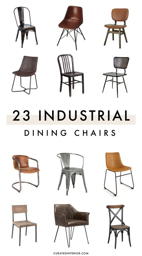 23 Industrial Dining Chairs Made of Metal and Wood. These side chairs are perfect for your industrial dining room and other industrial style rooms in your home! Meja Industrial, Industrial Dining Room, Tolix Chair, Dining Room Industrial, Industrial Dining Chairs, Industrial Chair, Industrial Home Decor, Dining Room Remodel, Industrial Dining