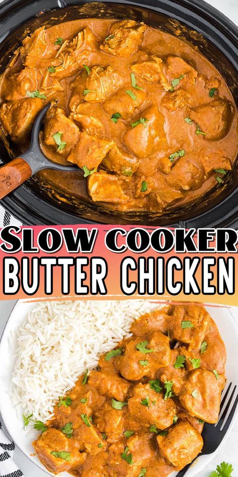 Slow Cooker Butter Chicken, Tomato Cream Sauce, Slow Cooker Dinner, Crockpot Dishes, Chicken Slow Cooker Recipes, Tender Chicken, Crockpot Recipes Slow Cooker, Dinner Recipes Crockpot, Crock Pot Cooking