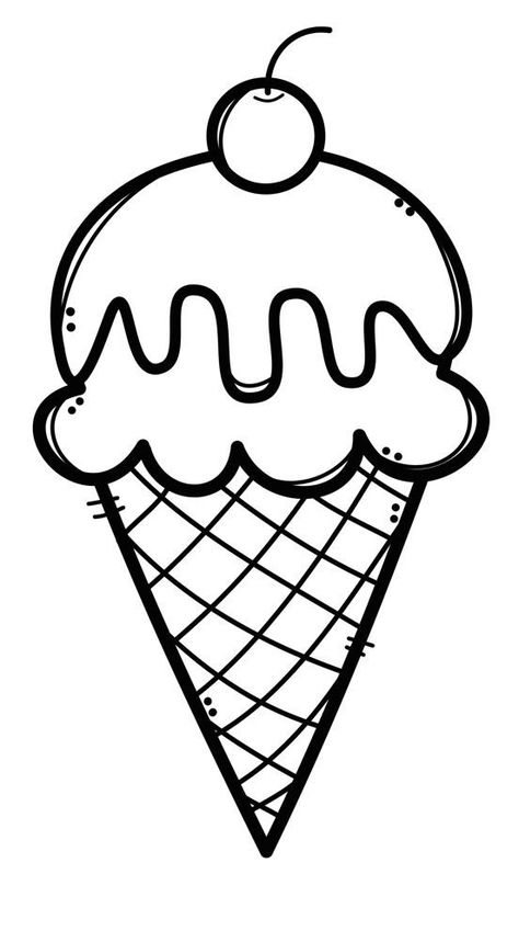 Coloring Pictures For Kids, Ice Cream Coloring Pages, Fruit Coloring Pages, Summer Coloring Pages, Easy Drawings For Kids, Easy Coloring Pages, Cartoon Coloring Pages, Cute Easy Drawings, Art Drawings For Kids