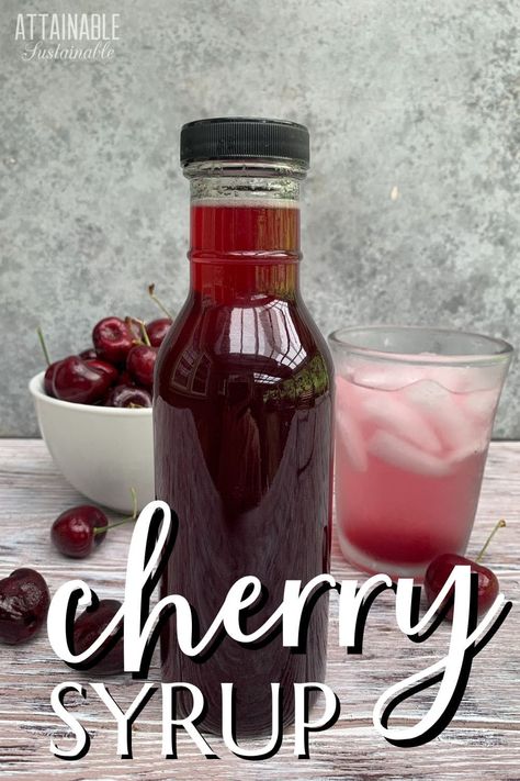 When it's fresh cherry season, make up a batch of this easy cherry simple syrup recipe to add flavor to a variety of drinks and desserts. Cherry Syrup Recipe, Mayonnaise Salad, Easy Sauces, Homemade Dessert Recipes, Hot Coffee Drinks, Cherry Syrup, Dessert Pie, Homemade Recipes Dessert, Homemade Pantry