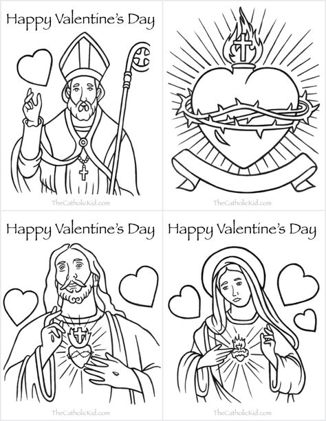 Saint Valentine Coloring Page Catholic Valentines Crafts, Valentines Day Card Template, Catholic Coloring Pages, Catholic Valentines, Catholic Kids Crafts, Valentines Day Cards Diy, Saint Coloring, Valentines Day Cards Handmade, St Valentines Day