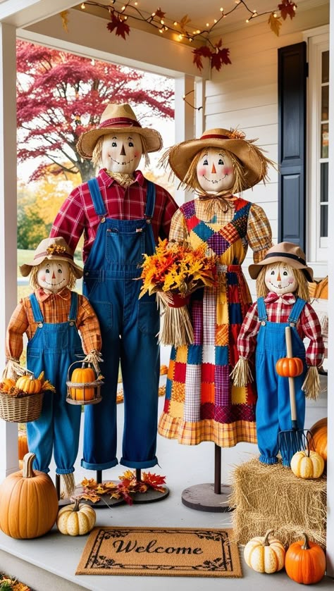 Fall Festival Decorations, Fall Porch Decor Ideas, Best Diy Halloween Costumes, Scarecrow Decorations, Fall Yard Decor, Fall Porch Ideas, Scarecrows For Garden, Fall Yard, Halloween Wood Crafts