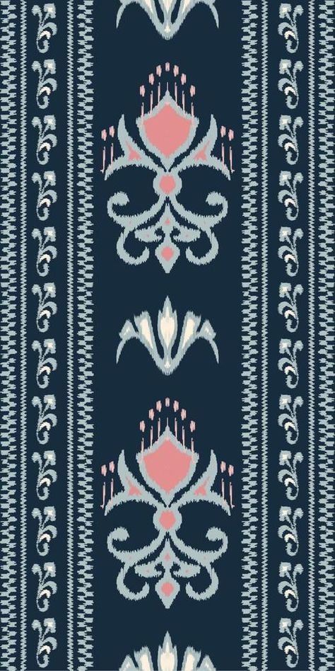 Ikkat Border Design, Ikkat Designs Ikat Pattern, Dc Moodboard, Border Pattern Design, Ikat Embroidery, Ikkat Pattern, Ikkat Design, Ikat Motifs, Ikat Border