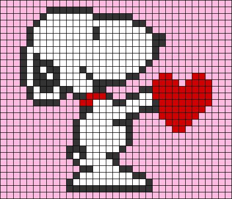 Alpha pattern #114511 | BraceletBook Crochet Pixel Pattern Snoopy, Cinnamoroll Tapestry Crochet, Pixel Crochet Projects, Snoopy Tapestry Crochet Pattern, Alpha Heart Pattern, How To Crochet Pixel Art, Bratz Alpha Pattern, Grids For Crochet, Valentines Alpha Pattern