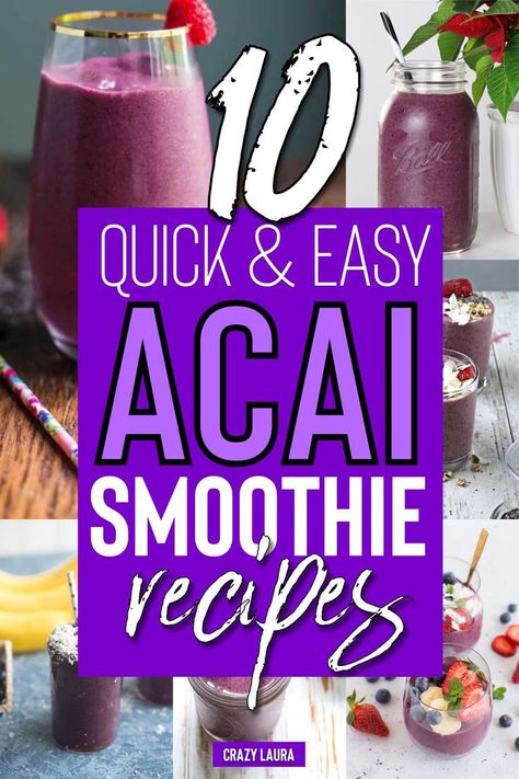 Check out the 10 best acai smoothie recipe ideas next time you need a super healthy snack! Acai Protein Smoothie, Acai Powder Recipes, Acai Smoothie Recipe, Creamsicle Mimosa, Acai Drink, Acai Berry Smoothie, Sweet Green Smoothie, Blendjet Recipes, Spirulina Recipes