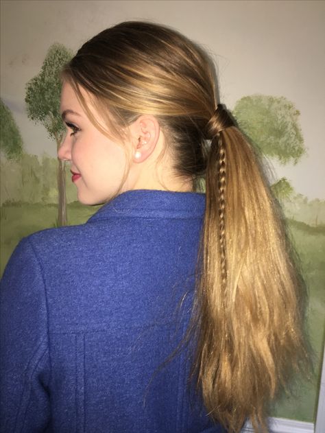 Easy pony tail braid for school Long Hair hairstyle Braid For School, Tail Braids, Simple Ponytails, School Hairstyles, Braided Ponytail, Hairstyles For School, Hair Stuff, Long Hair, Dreadlocks