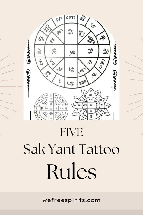 Learn about the 5 rules that have to be followed if you're getting a Sak Yant Tattoo, along with the origins, benefits, and meaning of the Master Yants. #sakyanttattoo Thai Spiritual Tattoo, Thailand Tattoo Meaning, Tathastu Tattoo, Khmer Tattoo Meaning, Sank Yant Tattoo Meaning, Sak Yant Spine Tattoo, Ask Yant Tattoo, Sak Yant Tattoos, Small Tattoos Thailand