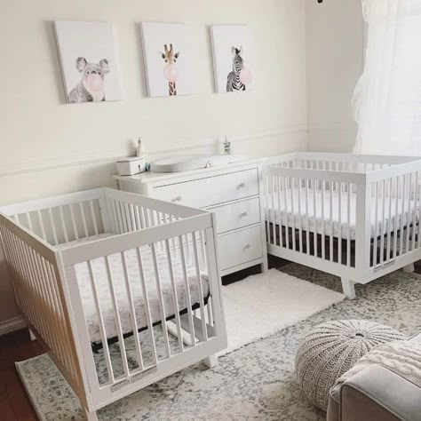 Twin Baby Beds, Twin Babies Nursery, Hudson Crib, Twin Nursery Room, Twin Baby Rooms, Twin Girls Nursery, Babyletto Hudson, Twins Nursery, Twin Room