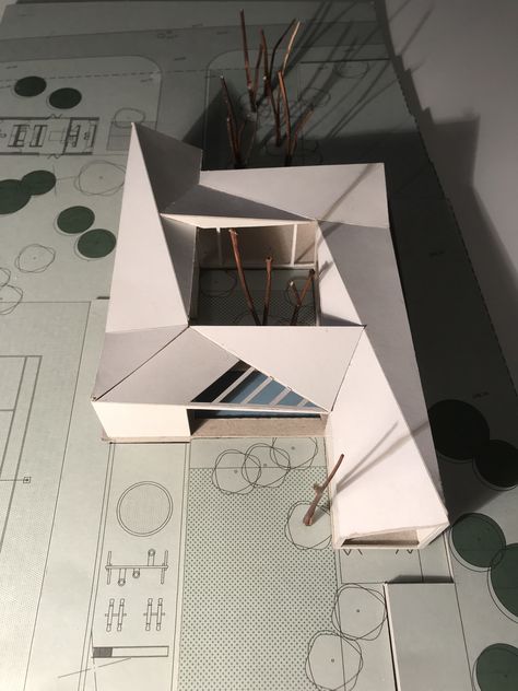 Two Buildings Connected Architecture, Folding Architecture Buildings, Building Form Concept Architecture, Architectural Concept Model, Concept Models Architecture Student, Architecture Massing Model, Maquette Architecture Ideas, Architectural Models Conceptual, Massing Architecture