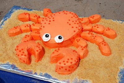 crab birthday cake | ... we were partying at the beach i decided to make a crab birthday cake Crab Birthday Cakes, Crab Birthday Party, Crab Party, Beach Birthday Party, Crab Cake, Ocean Party, Shaped Cake, Sea Birthday Party, Under The Sea Birthday