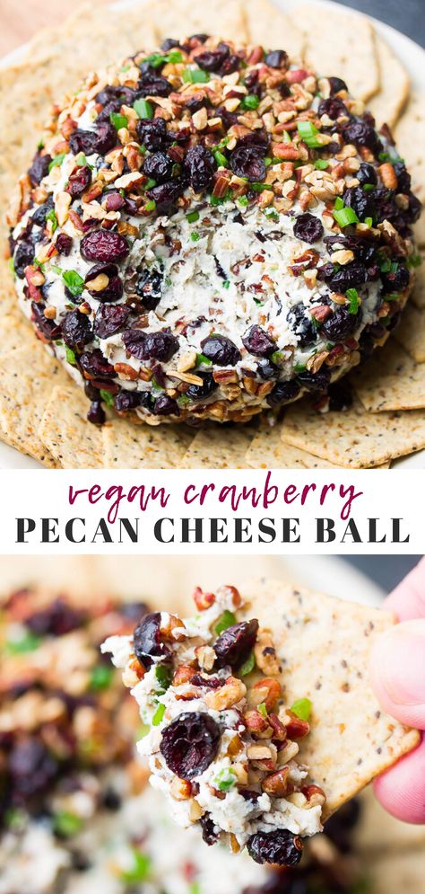 Cranberry Pecan Cheese Ball, Pecan Cheese Ball, Ball Cheese, Nora Cooks, Make Ahead Appetizers, Vegan Holiday Recipes, Vegan Thanksgiving Recipes, Vegan Holidays, Vegan Holiday