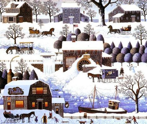 Plumbelly's Playground Wysocki Puzzles, Billy Jacobs, Charles Wysocki, Grandma Moses, Folk Art Paintings, Americana Art, Winter Wall Art, American Folk Art, Puzzle Art