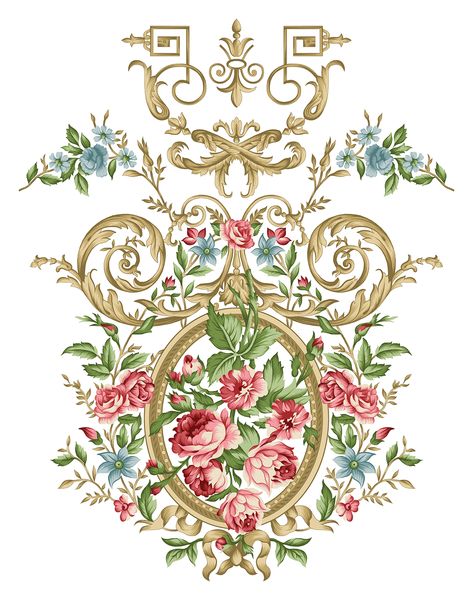 baroque flower on Behance Baroque Decor, Baroque Painting, Geometric Ornament, Baroque Frames, Baroque Ornament, Flower Drawing Design, Print Design Art, Baroque Pattern, Textile Prints Design