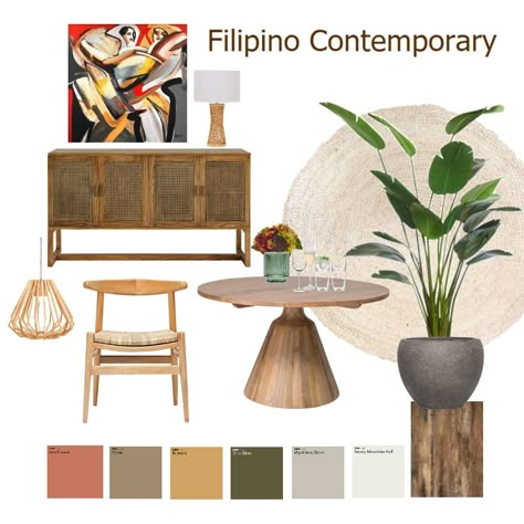 Moodboard Modern Filipino Home Interior, Filipiniana Interior Design, Filipino Contemporary Architecture, Filipino Home Design, Mediterranean Condo Interior Design, Filipino Decor Interior Design, Filipino Architecture Interior, Filipino Contemporary Interior Design, Filipino Inspired Interior Design