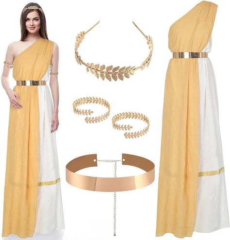 Greek God Party Outfit, Athena Goddess Costume Diy, Athena Goddess Outfit, Diy Greek Goddess Costume For Women, Ancient Greece Outfit Ideas, Greek Gods And Goddesses Outfits, Mythology Halloween Costumes, Toga Theme Party Outfit, Greek Mythology Aesthetic Outfits