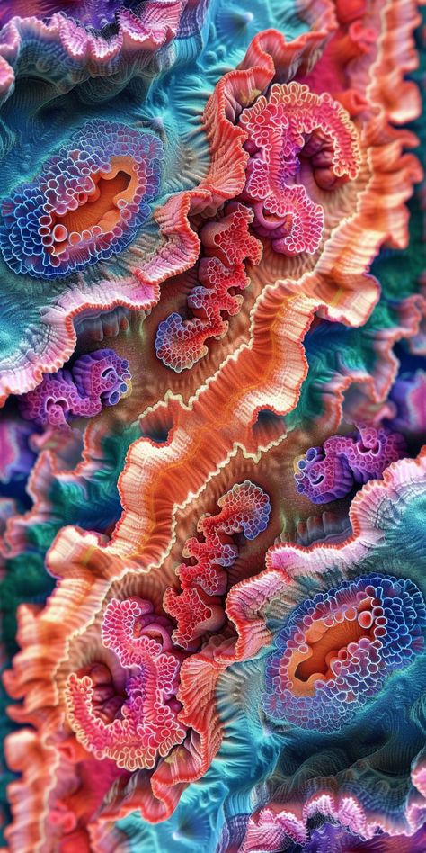 Coral Reef Fashion, Biomorphic Design, Coral Reef Design, Coral Reef Color, Sea Life Wallpaper, Coral Reef Art, Geometry In Nature, Fauna Marina, Trippy Visuals