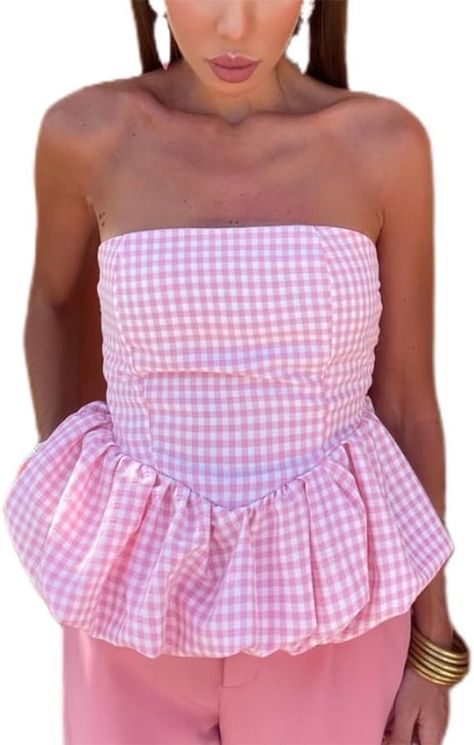 Women Y2k Strapless Tube Top Cute Tie Up Ruffle Hem Sleeveless Backless Bandeau Top Summer Going Out Top Streetwear at Amazon Women’s Clothing store Women Y2k, Top Streetwear, Top Summer, Top Cute, Bandeau Top, Amazon Women, Ruffle Hem, Tube Top, Clothing Store