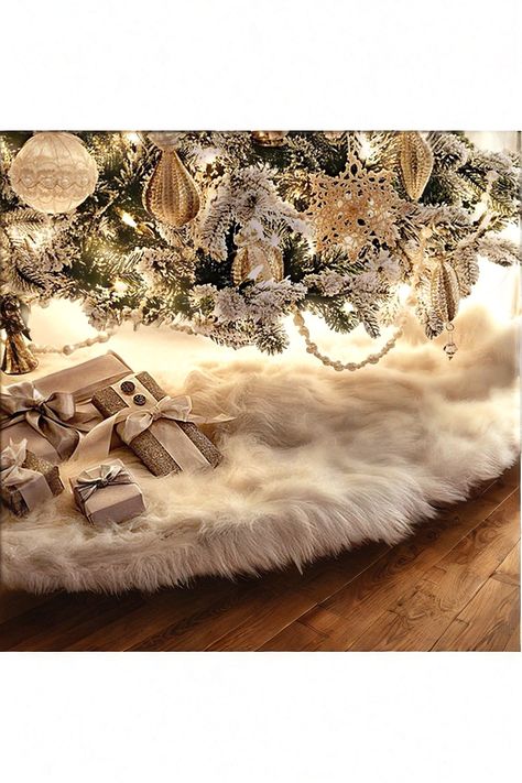 AOGU 48 Inch Faux Fur Christmas Tree Skirt White Plush Skirt for Merry Christmas Party Christmas Tree Decoration Champagne Tree, Fur Christmas Tree Skirt, Faux Fur Christmas Tree, Fur Tree Skirt, Fur Christmas Tree, Fur Tree, Skirt White, Christmas Tree Decoration, Tree Skirt