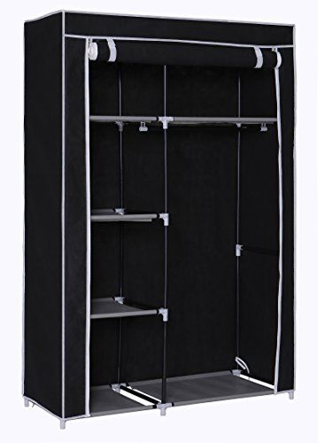 HomeLike Protable Cloth Closet NonWoven Fabric Wardrobe Bedroom Furniture Wardrobe Storage Fabric Closet Closet Black -- Read more reviews of the product by visiting the link on the image. (This is an affiliate link) Movable Closet, Entryway Room Divider, Clothes Rack With Shelves, Cloth Closet, Wardrobe Shoe Rack, Bar Lamps, Fabric Wardrobe, Shoe Storage Ideas For Small Spaces, Wire Closet Shelving