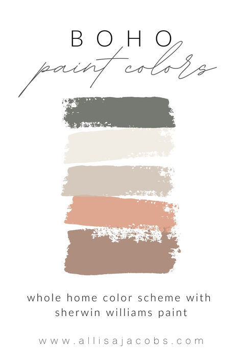 boho paint colors Colour Palette Boho, Boho House Color Palette, Boho Paint Colors Sherwin Williams, Modern Boho Paint Colors, Neutral Bathroom Ideas Earth Tones, Earthy Boho Color Palette, Boho Paint Colors, Color Palette Sherwin Williams, Paint Colors Sherwin Williams