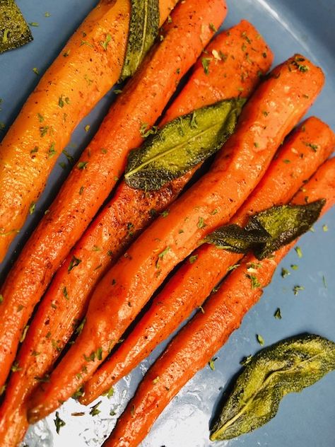 Brown Butter Sage Carrots, Brown Sugar Carrots, Brown Butter Sage, Baby Carrot Recipes, Roasted Baby Carrots, Sage Recipes, Butter Carrots, Whipped Potatoes, Honey Glazed Carrots