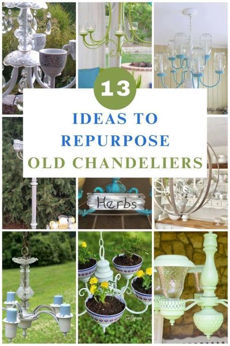 pin collage with text repurposed chandeliers Chandelier Bird Feeder, Easy Backyard Diy, Old Chandelier, Easy Backyard, Have Inspiration, Bird Baths, For The Birds, Bird Feeder, Garden Crafts