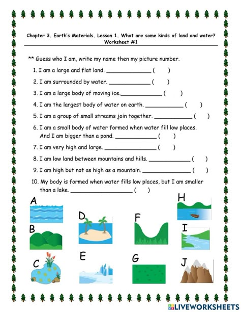 Land Forms Worksheet, Landform Worksheet, Bodies Of Water Worksheet, Bodies Of Water Activities, Water And Landforms, Culture Worksheet, Landforms Worksheet, Landforms Activities, Water Worksheet