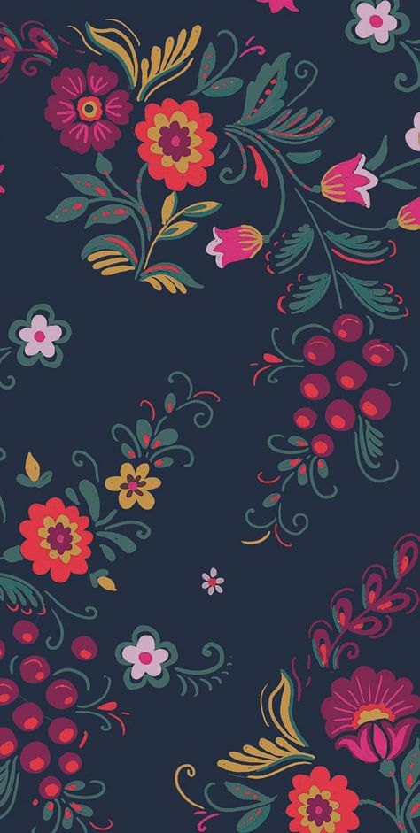 Print Motifs, Folk Print, Folk Floral, Flowery Wallpaper, Textile Prints Design, Cool Backgrounds Wallpapers, Phone Art, Flower Art Images, Phone Wallpaper Design