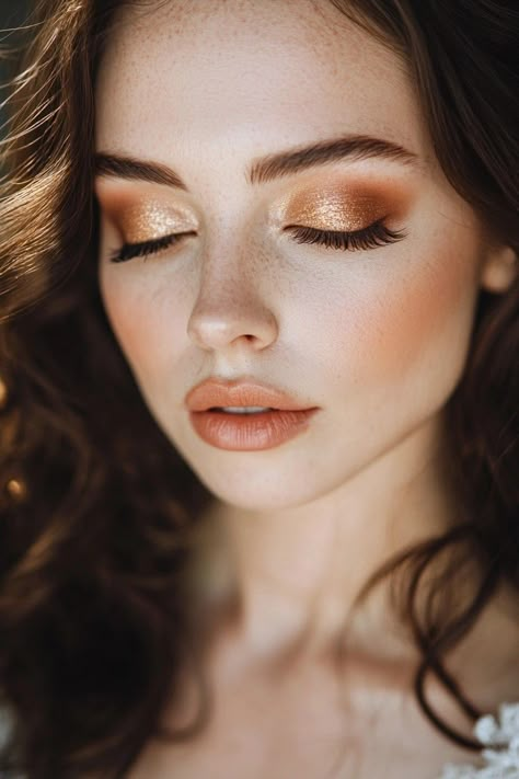 Golden Wedding Makeup, Solstice Photoshoot, What Is Moringa, Fall Wedding Makeup, Wedding Makeup Tutorial, Glam Wedding Makeup, Metallic Eyes, Bridal Eye Makeup, Fall Makeup Looks