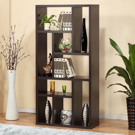 Furniture of America Multi-Purpose 3-in-1 Display Cabinet/ TV Stand/ Bookcase - ID-11399 Wood Divider Wall, Wood Divider, Unique Wall Shelves, Cabinet Tv Stand, Cool Shelves, Tv Stand Ideas, 3 Shelf Bookcase, Modern Apartment Design, Dream Salon