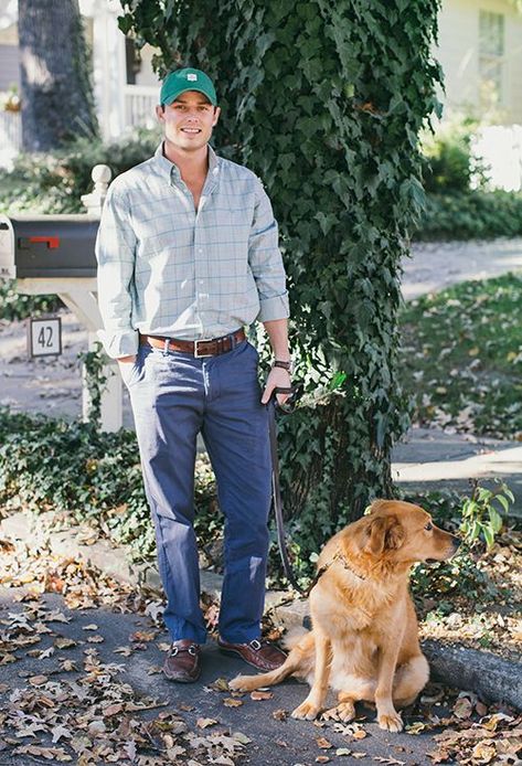 Will and Maggie www.backdownsouth.com/2013/11/will-and-maggie Southern Mens Style, Men And Dogs, Southern Men, Southern Boys, Cole Haan Loafers, Preppy Boys, Southern Gentleman, Preppy Men, Southern Fashion