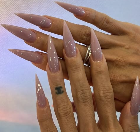 French Almond Long Nails, Russian Nails Shape, Curve Stiletto Nails, Natural Stilletos Nails, Sharp Nails Ideas, Neutral Long Nails, Long Pointy Acrylic Nails, Xl Almond Nails, Stiletto Nails Classy