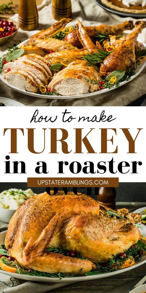 Cook your turkey in an electric roaster oven for a space-saving solution that cooks turkey fast and gives you perfectly juicy meat. Make your Thanksgiving cooking easier and save your oven for casseroles and pies! Best Roast Turkey Recipe, Easy Turkey Recipes Thanksgiving, Best Roasted Turkey, Easy Thanksgiving Turkey, Healthy Cabbage, Thanksgiving Turkey Recipe, Thanksgiving Goodies, Thanksgiving Favorites, Herb Roasted Turkey