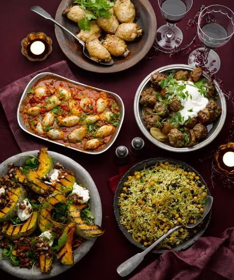 Winter food and drink: Yotam Ottolenghi's party spread to remember | Vegetarian food and drink | The Guardian Ottolenghi Party Food, Ottolenghi Dinner Party, Ottolenghi Christmas, Traditional Christmas Meal, Otto Lenghi, Vegetarian Christmas Dinner, Yotam Ottolenghi Recipes, Winter Dinner Party, Ottolenghi Recipes