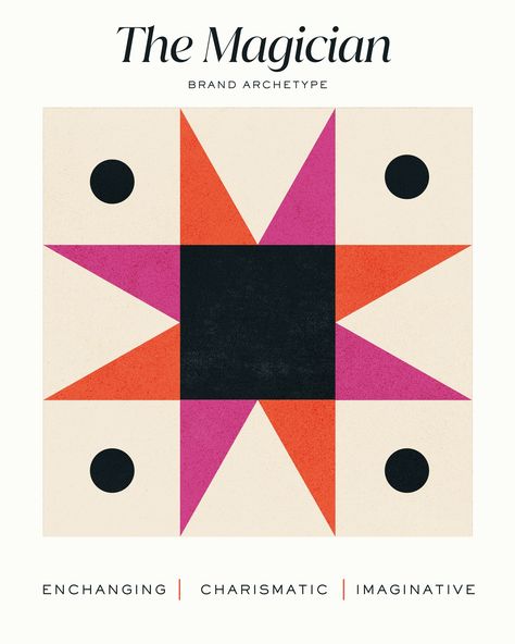 Magician brands are devoted to transforming others and uncovering potential in the world. Customers gravitate to Magician brands because they make them feel hopeful and awakened to infinite possibilities. Magician Color Palette, The Magician Brand Archetype, Magician Archetype Branding, Archetype Cards, Magical Logo, The Magician Archetype, 2025 Graphic, Magician Art, Magician Archetype