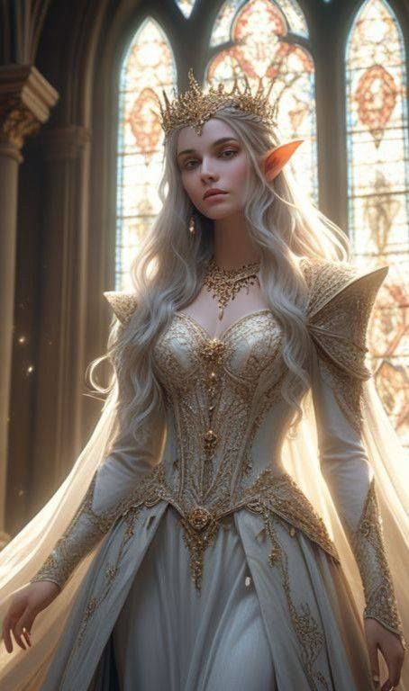 High Elf Queen, Elf Royalty, High Elves Dnd, Elf Goddess, Elves Female Beautiful, Rpg Character Art, Light Elves, Sun Elf, Elf Beauty