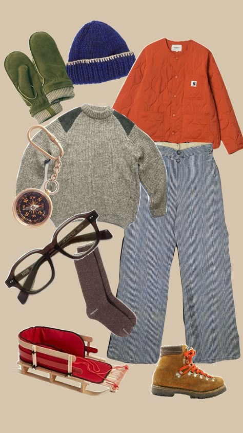 Outfit Ideas Cold Weather Casual, Grandad Aesthetic Outfit, Eclectic Grandpa Winter, Vintage Fall Aesthetic Outfit, Winter Workwear Outfits, Eclectic Grandpa Outfits, Grampa Core Outfits, Electric Grandpa Style, Eclectic Grandpa Style