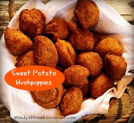 Crispy-on-the-outside and moist-in-the-middle, these hushpuppies featuring NC sweet potatoes are the perfect side dish for so many things... or all by themselves! Sweet Potato Balls Recipe, Fish Fry Party, Garlic Sourdough, Sweet Potato Balls, Sweet Potatoes Recipes, Potato Balls Recipe, Sweet Potato Cornbread, Hush Puppies Recipe, Bread Garlic