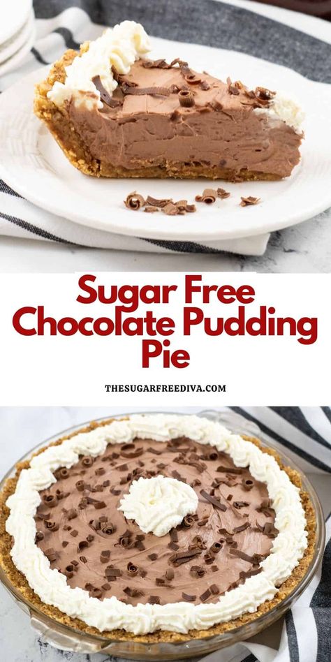 3 Ingredient No Bake Pudding Cake, Sugar Free No Carb Desserts, Dessert Ideas For Diabetics, Sugar Free Dessert Easy, No Sugar Thanksgiving Desserts, Sugar Free Pies Recipes, Sugar Free Desserts For Diabetics Pie, Keto Chocolate Pie Recipes, Low Carb Chocolate Pie