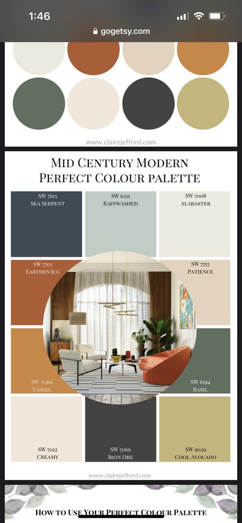 Mid Century Color Palette Paint Colours, Mid Century Paint Colors Interior Design, Mid Century Modern Colours, Mid Century Colour Palette, Mcm Color Palette, Midcentury Modern Color Palette, Mid Century Paint Colors, Mid Century Modern Paint Colors, Industrial Color Palette