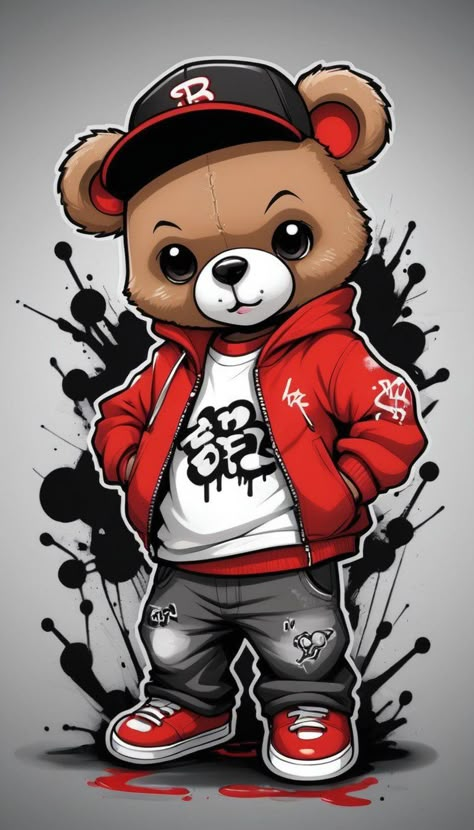 Dft Printing Designs, Yb Logo Design, Bear Cartoon Drawing, Dtf Print Designs, Tshirt Print Ideas, Teddy Bear Shirt, Cool Cartoon Drawings, Teddy Bear Cartoon, Creative Logo Design Art