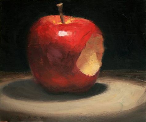 Bitten Apple- Scott Conary Weird Reference, Beginning Painting, Yagami Light, Apple Painting, Food Sketch, His Dark Materials, Light Yagami, Fruit Painting, Fruit Art