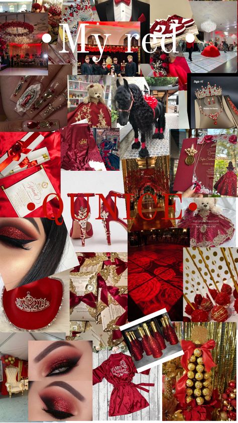 Red quince dresses and heels makeup and etc Sweet 15 Red Theme, Red Quinceanera Shoes, Red Theme Quince, Red Charro Quince, Black And Red Quince, Quinceanera Red Theme, Red Charro Quinceanera Theme, 15 Themes Quinceanera, Tricky Costume