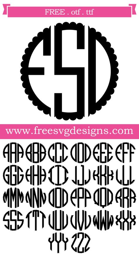 Download Scalloped Monogram Font 139 • Free SVG Designs Cricut Monogram Font, Round Monogram, Free Monogram Fonts, Cricut Monogram, Logo Generator, Free Monogram, Monogram Ideas, Circle Monogram, Cricut Fonts