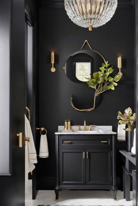 1) BlackBeauty 
2) PaintColors 
3) 2024Trends 
4) BlackPaint Dark Accent Wall Bathroom Paint, Dark Powder Room Paint Colors, Moody Black Paint Colors, Small Bathroom Painted Black, Bathroom Walls And Cabinets Same Color, Behr Limousine Leather Paint, Black Master Bathrooms Luxury, Black Wall Bathroom Ideas, Best Black Paint Color For Walls